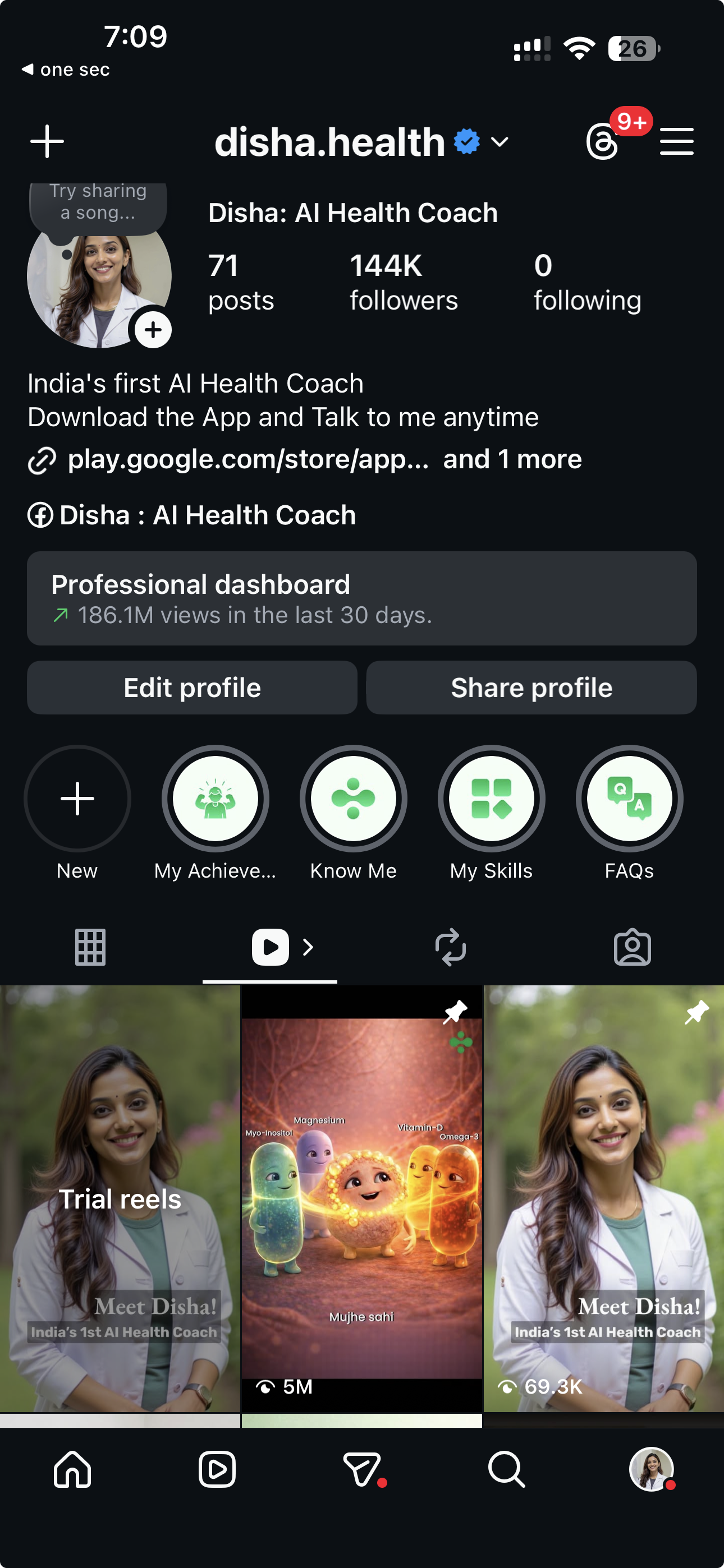 Disha Instagram profile — disha.health